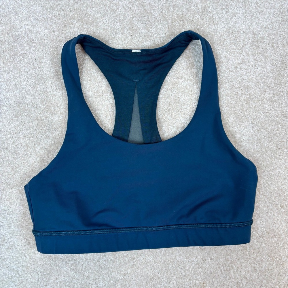 Lululemon Invigorate Bra Size 6 Teal Blue Racerback Mesh Back LW2AETS
